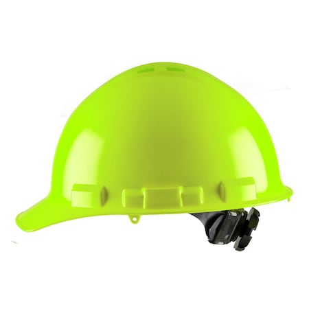 Duo Safety Hard Hat, Ratchet, 4 Point, Vented, Lime H24R6V