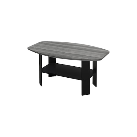 Homeroots Set of Three 36" Gray And Black Wood Coffee Table With Shelf, 3PK 366082