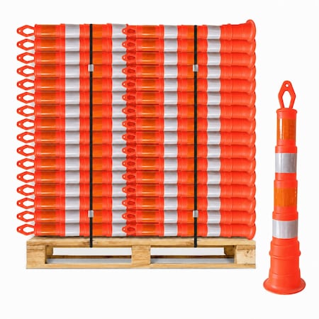 Traffic Kontrol 45 in Traffic Channelizer Cone, Reflective Collars, Orange, 10PK TKCH-DTOP-45-OR-10