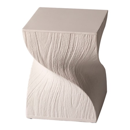 Leisuremod Onyx Twisted Square Fiberstone Side Table, Tree Bark Texture, Fully Assembled OST14CR