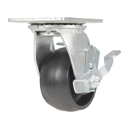 Vestil Glass Filled Nylon Swivel With Brake Caster 4 In. Diameter x 2 In. Width 800 lb Black CST-VE-4X2GFN-SWB