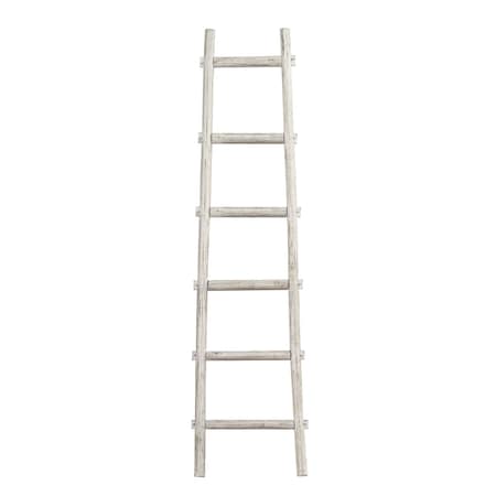 Homeroots 72" White Rustic Six Step Wood Ladder Shelf 379919
