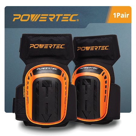 Powertec Safety Knee Pads W/ Adjustable Thigh Straps Heavy Duty Shell Soft Foam & Extra Thick Gel Cushion, PR 71880N