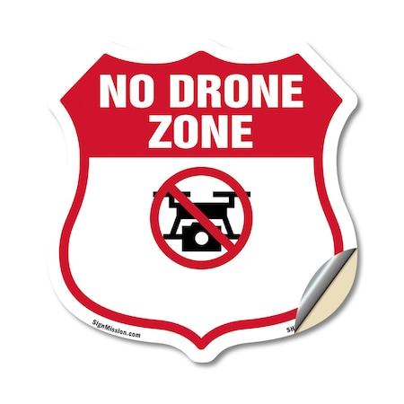 Signmission No Drone Shield Sign No Drone Zone From, 18 Inch X 18 Inch, Vinyl Decal SHI-D-18-392