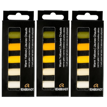 Rembrandt Soft Pastels Micro Sets, Warm Yellows Per Set, 5 Half Sticks, 3 Sets, 3PK 31820501