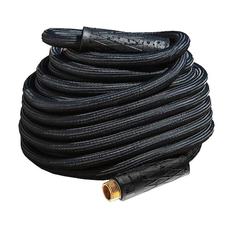 E Mishan And Sons HydroSteel Pro 8586 Water Hose with Brass Nozzle, 3/8 in, 50 ft L, Rubber/Vinyl, Black 8586K
