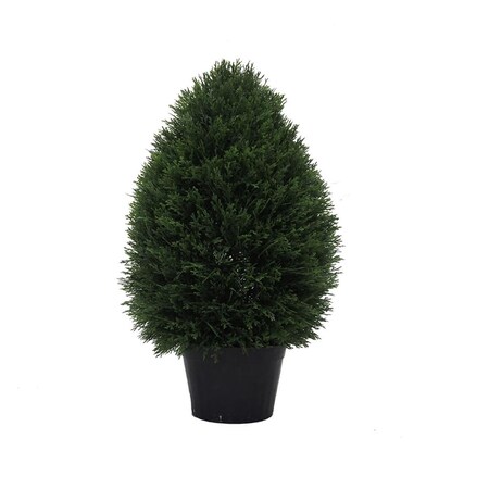 Vickerman UV Cedar Teardrop Shaped Everyday Topiary in Pot - 24 in. TP171624