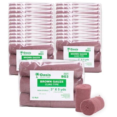 Oasis Brown Gauze Rolls, 3"x5 Yards, 288PK BG3