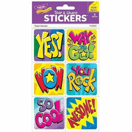 Trend Super Sayings Tear & Share Stickers, 180PK T47407