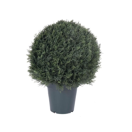 Vickerman 20 in. UV Artificial Green Pond Cypress Ball in Pot T160020