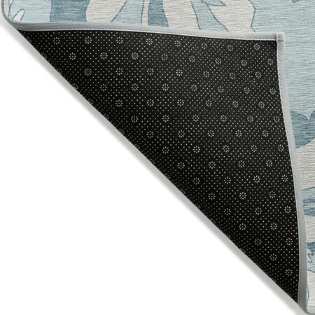 Homeroots 8' X 10' Teal Blue Aqua And Ivory Floral Washable Indoor Outdoor Area Rug 589575