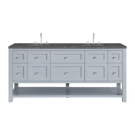 James Martin Vanities Breckenridge 72'' D Vanity, Serenity Blue w/ Parisien Bleu Top w/FreePower Wireless Charger 330-V72-SRB-FPBL