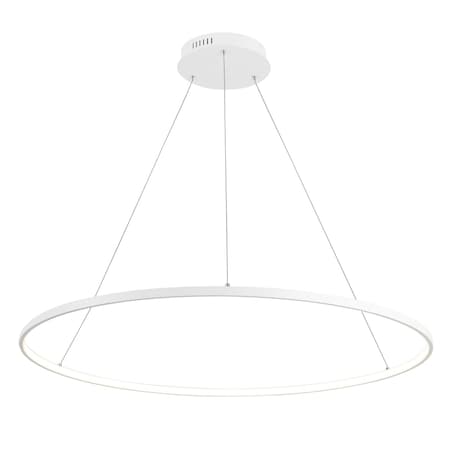 Jonathan Y Brice 35" Modern Contemporary Metal Round Dimmable Integrated LED Pendant, Matte White JYL7220I