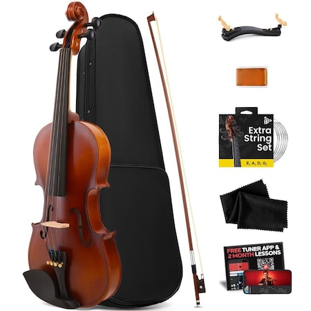 Pyle 1/4 Size Beginner Violin Starter Kit, Violin Starter Package with Travel Case & Bow, Extra Strings PGVILN14