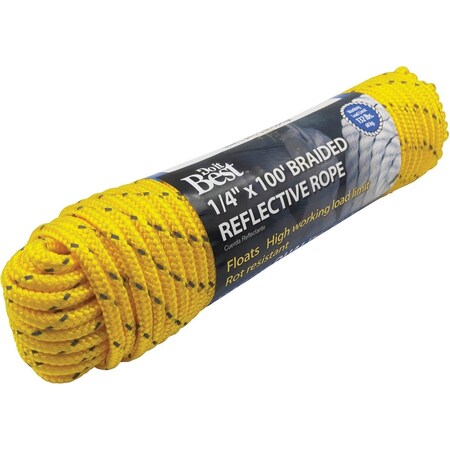 Do It Best 1/4'' x 100 Ft. Yellow Braided Reflective Polypropylene Packaged Rope 703163
