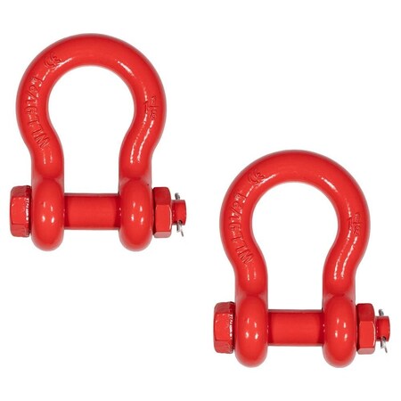 Mytee Products 2PK 1 1/8inAnchor Shackle Forged Carbon Steel w/Safety Screw Pin 19,000lbs WLL, 2PK SHACKLE-ANCHOR-BT-118x2