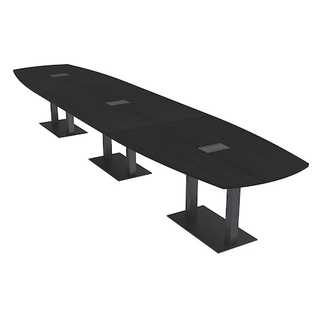 Skutchi Designs Arc Rectangle Meeting Room Table, 45 in W, 216 in L, Black HAR-AREC-48X216-DOU.BK-U999ST19-EBLK