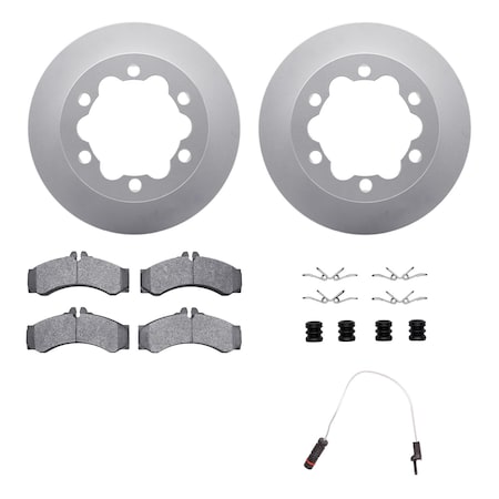 Dynamic Friction Co DFC GEOSPEC Coated Rotor- Heavy Duty Brake Pad includes Hardware and Sensor 4222-40004