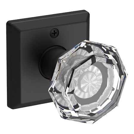 Baldwin Half Dummy Crystal Knob and Traditional Square Rose Satin Black Finish HDCRYTSR190