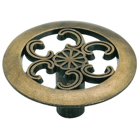 Amerock 1.5 in. dia. Allison Round Furniture Knob - Antique Brass 0.75 in. Projection 5114749