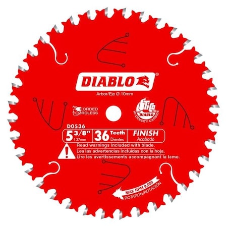 Diablo Cordless T Saw Blade, 5 3/8 in dia, 36T D0536X