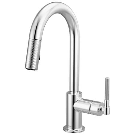 Brizo Litze Pull-Down Prep Faucet with Arc Spout, Knurled Handle Chrome 63943LF-PC