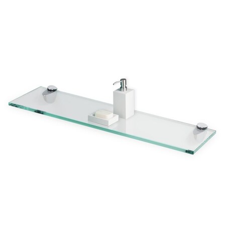 Fab Glass And Mirror Rectangle Floating Glass Shelve, 12in X 48in Inches, 3/8 Thick Clear Glass with Flat Polished Edg S-12x48RECCHBR