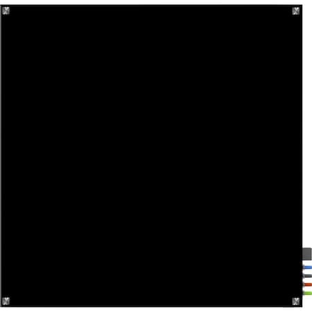 Ghent Dry Erase Board, Glass, 48 in, 48 in, No Frame Frame, Black, Gloss HMYSM44BK