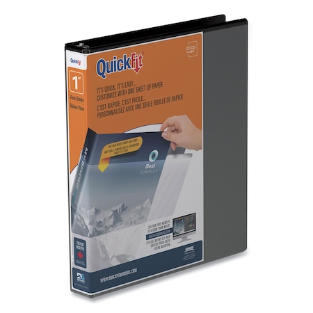 Stride QuickFit D-Ring View Binder, 3 Rings, 1in Capacity, 11 x 8.5, Black 8701-01