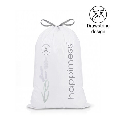 Happimess 8-Gallon 30L Lavender Scented Drawstring Trash Can Liner, White, 20-Count, 1-Pack of 20 Liners HPM3101A-W-1SET