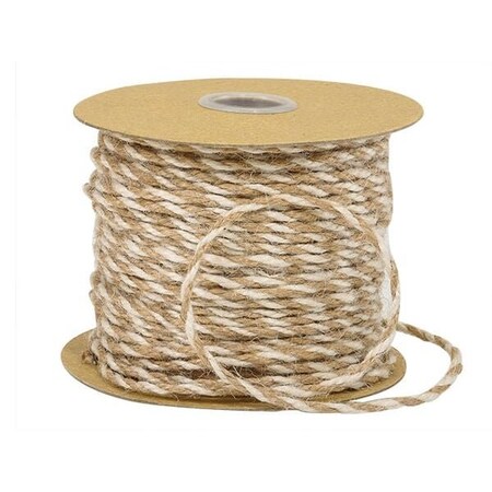 Nashville Wraps White and  Natural Brown Twist Jute Twine, 1/8x50 yards RP27001