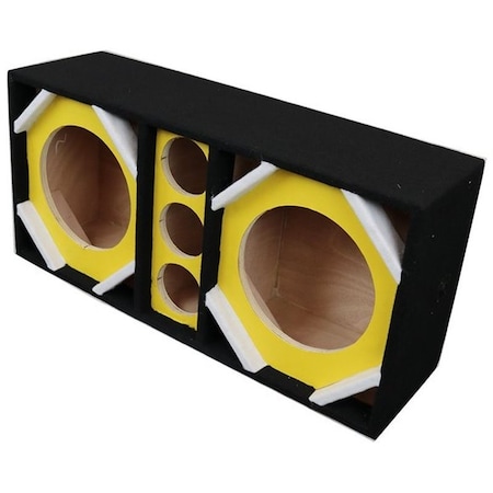 Deejay Led Two 10-in Woofers plus Three Tweeters Vinyl Yellow Empty Chuchera Speaker Enclosure D10T3VYYELLOW