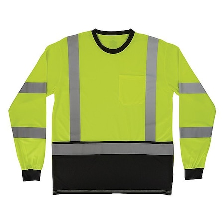 Ergodyne Hi-Vis Shirt, 2XL, Lime, Long Sleeve 22206