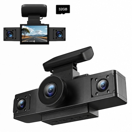 Wrightmaster 1080P 3-Channel Dash Cam with Night Vision 24h Parking Monitor, App Control, G-Sensor ZROF300