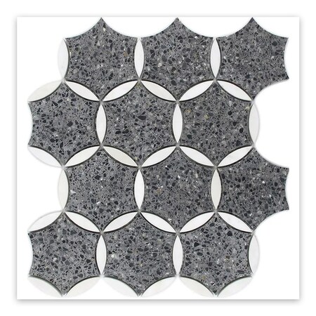 Apollo Tile 12x13 Honed Gray, Round Terrazzo, Dolomite Marble Round Wall and Floor Tile 5.46 sq ft/case, 5PK APLVNZ8815FLA