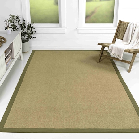 Jonathan Y Camden Farmhouse Cottage Border Jute Natural/Olive 8 ft. x 10 ft. Area Rug KTN100E-8