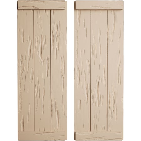 Ekena Millwork Rustic 3 Board Joined Board-n-Batten Pecky Cypress Faux Wood Shutters w/End Batten, 16 1/2"W x 66"H SHUBJE16X66PCPR