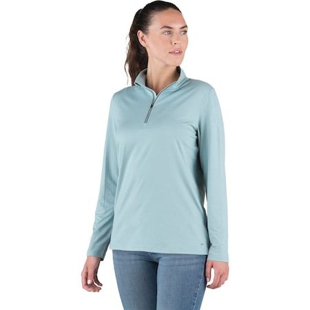 Berne Womens 2XL Heathered Eggshell Blue Midweight UPF Quarter-Zip Shirt WSH14HESBR520