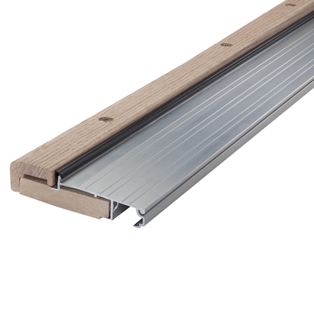 M-D Building Products 4-9/16 in. x 1-1/8 in. x 73 in. Silver Adjustable Aluminum & Hardwood Threshold 76281