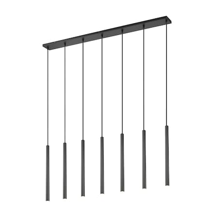 Z-Lite Forest 7 Light Linear Chandelier, Matte Black, 54 In W 919MP24-7L-MB-LED
