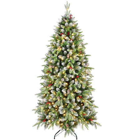 Homeroots 6' White Pre Lit Full Pine Christmas Tree With Decorations 713070