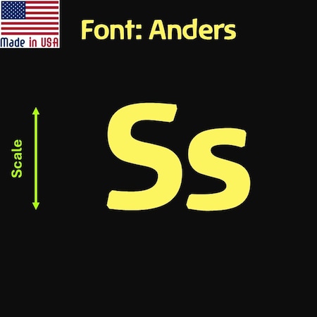 Aacc Self-Adhesive Vinyl Letter: s, Scale: 20 cm. Color: Yellow Font: Anders by, 8PK AACC-Anders-ls-Yellow-M20x8