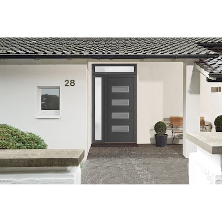 Vdomdoors Front Exterior Prehung Metal-Plastic Door, Manux 8113 Antracite Grey, Side and Top Sidelite Transom MANUX8113EXD-ANT-W32+14xH80+14-LH