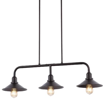 Jonathan Y Cade 34.25" 3-Light Metal Farmhouse Industrial LED Pendant, Oil Rubbed Bronze JYL1113A