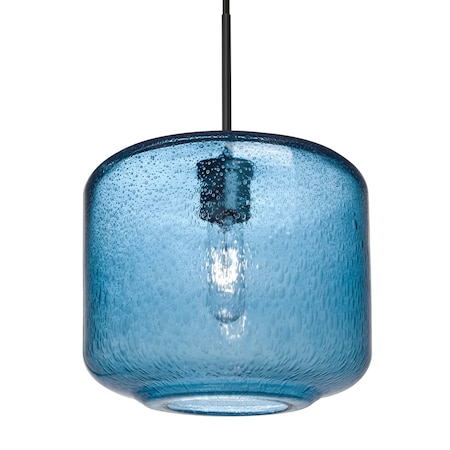 Besa Lighting Besa Niles 10 Pendant, Blue Bubble, Black Finish, 1x 60W MAX E26 Base 1JT-NILES10BL-BK