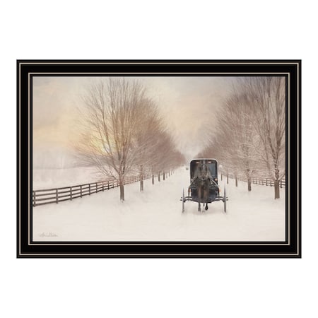 Homeroots Snowy Amish Lane Black Framed Wall Art 572029