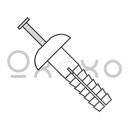 Oxoxo 10X1 Two Piece Nylon Anchor Rivet Mushroom Head White Nylon Steel Pin, 1000PK 461624