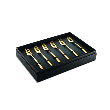 Mepra Linea Cake Forks Gift Box Set - 6 Pieces - Ice Gold 108144115