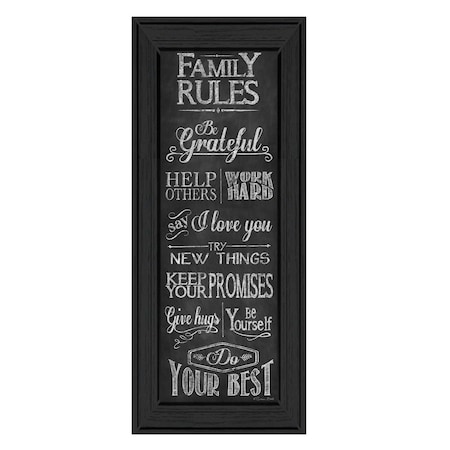 Homeroots Family Rules 1 Black Framed Print Wall Art 405580