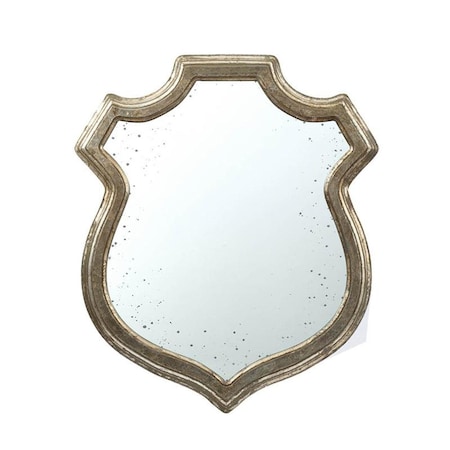 Homeroots 24" Distressed Metallic Crest Shape Wall Mounted Accent Mirror Framed 484987